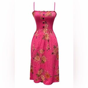 Angie Pink Floral Midi Dress
